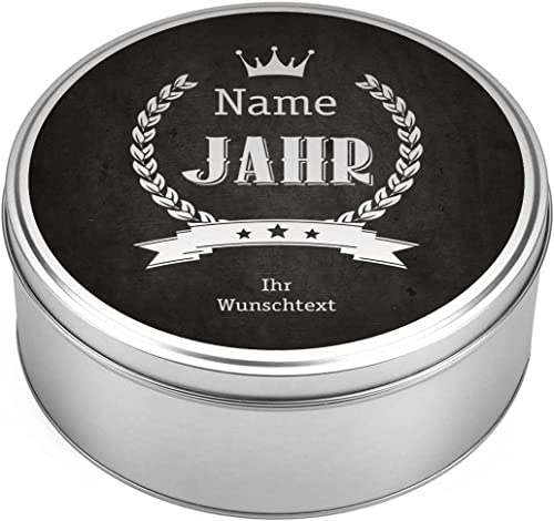 Herz & Heim® Geschenkdose mit Aufdruck und Wunschtext - ideal zum Geburtstag oder Weihnachten Name, Jahr, Wunschtext