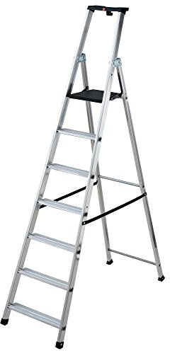 Escabeau aluminium professionnel Hailo - 7 marches - Hauteur de travail 3,39 m