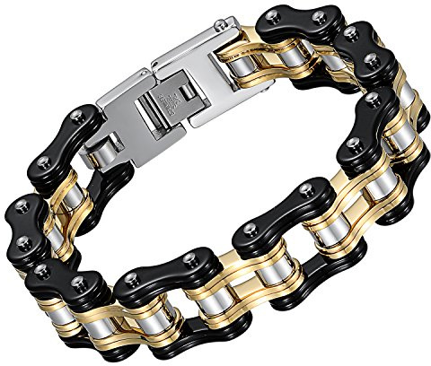 OIDEA herrarmband rostfritt stål motorcykelkedja: Tungt armband, punk, gotiskt, för herrar, motorcykelåkare, kedja, länkarmband, rostfritt stål, handledsarmband, gåva, 22 centimeters, Rostfritt stål,