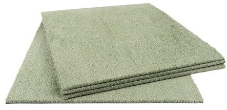 Teppichfliesen selbstliegend grün, flauschig weich, 8,5 mm Gesamtdicke, 50x50 cm, 1 m² = 4 Fliesen