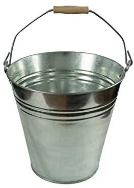 HRB Zinkeimer, hochwertig 7 Liter mit Holzgriff, Ascheeimer