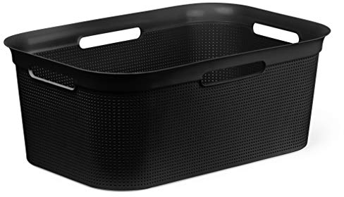 Rotho Brisen Wäschekorb 40 l, Kunststoff (PP), schwarz 40 Liter (60 x 40 x 23,2 cm)