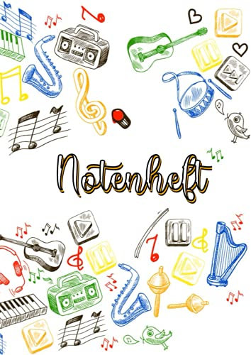 Notenheft: Notenlinienheft A4 Blanko 80 Seiten mit 9 Systemen ohne Hilfslinien | Musikheft | Große Lineatur - Musik Schreibheft - Leere Notensysteme