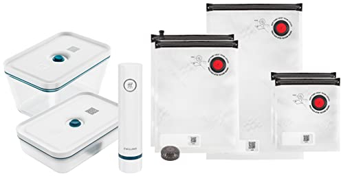 ZWILLING Fresh & Save Vakuum Starterset für Lebensmittel, Glas, 8-teilig, inkl. Dose, Pumpe und Beutel, La Mer
