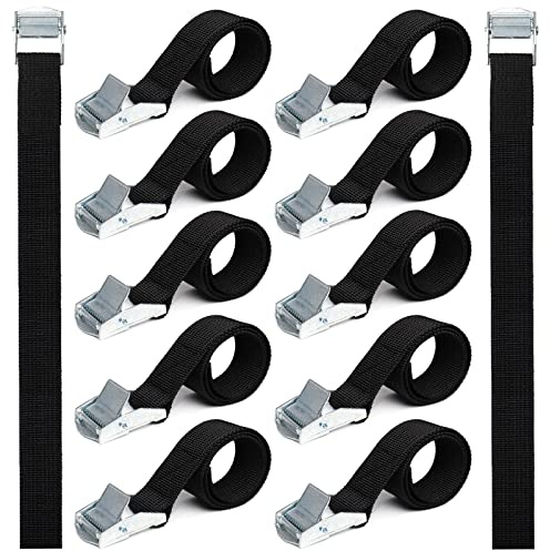 Lymshine 12 stycken spännremmar, kort spännrem med klämlås, spännremmar, set med fästremmar, justerbar svart för cykel, paketpaket, 2,5 x 40 cm