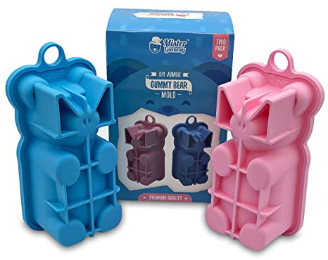 Mister Gummy DIY Jumbo Gummy Bear Mold by | Make Your Own Medium Sized Gummy Bears, Chocolates, Soaps, Candles, Bath Bombs, Ice, Decor Bears, Baked Goods, and More! (Two Pack)