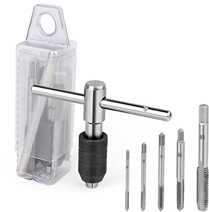 Juego de Grifos de Tornillo de Máquina - DEANKEJI Silver Carbon Steel Machos Roscados con Llave Ajustable - Machos y Terrajas Professional, Tap Wrench Screws M3-M8