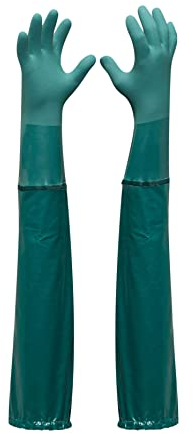 Gebol Nymphea | 1 Paar | Größe M (Gr 8) | Teich- und Pool Gartenhandschuh | wasserfest mit extra langer Stulpe | Chemikalienschutzhandschuh mit bester Griffsicherheit | für Damen/Herren | grün