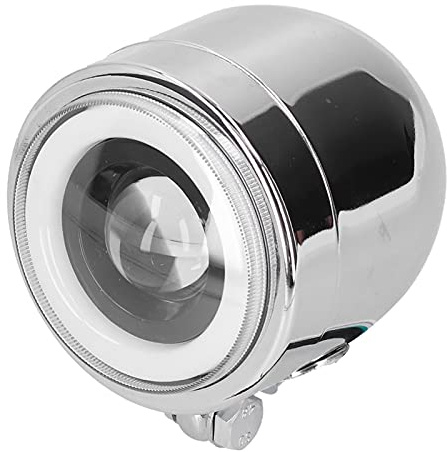 Qiilu Universal 4,25 tums LED-strålkastare med hög och låg stråle DRL Multifunktionell Snygg ängelögon för motorcyklar Cruiser Choppers Bobber för Cafe Racer (Vit och gul nyans)
