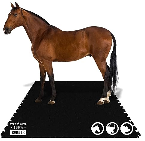 KARAT Tappetino puzzle in gomma – 182 x 122 cm – tappetino in gomma impermeabile con drenaggio per stalla, box per cavalli, paddock – protezione delle articolazioni (incastro su due lati)