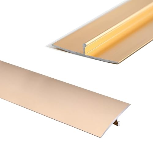 LIYI929GP Aluprofil Übergangsprofil T-Profil Bodenleiste Für Boden/Tür, 90cm Übergangsschiene Boden Abdeckleiste Ausgleichsprofil Für Fliesen Laminat/Parkett, Übergangsleiste Leicht Zu Schneiden