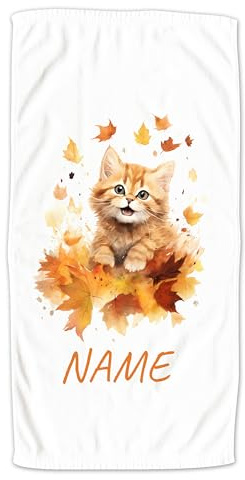GRAZDesign Handtuch Baby Katze mit Namen personalisiert Kätzchen auf Badetuch, Strandtuch, Duschtuch für Kinder und Erwachsene - 100x50cm