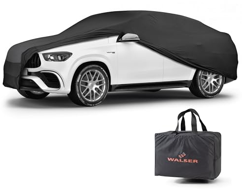 WALSER Telone per auto per interni Indoor Stretch, morbido per uso interno, garage completo lavabile, coperture antipolvere per SUV/VAN Misura 10 nero