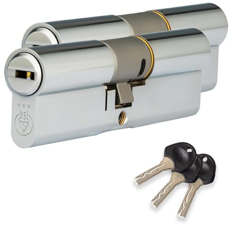 XFORT Colossus Polished Chrome 3 Star Kitemarked Keyed Alike Euro Cylinder Lock 45EX/55 (100mm), British Standard TS007 Anti-Snap Barrel Lock, Upvc Door Lock.