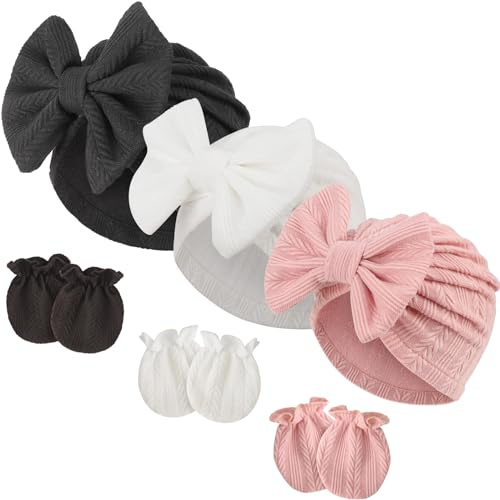 DRESHOW Sombreros y Gorras y Guantes para Bebé Recién Nacido Bebé Beanie Sombrero para Bebés Niñas Niños Gorros 0-6 Meses