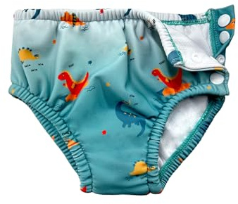 weVSwe Baby Boy Reusable Swim Nappy Newborn Washable Swimming Diaper Cover UV Protection Adjustable Snap Green Dinosaurs 18-24 Months