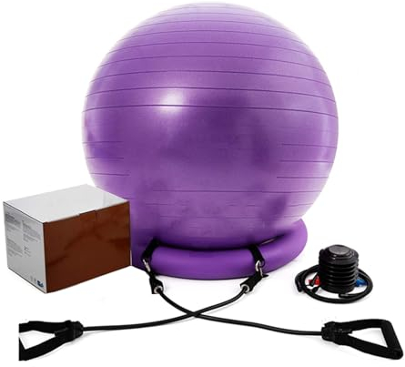 Sitzball Balance-Ballstuhl mit Verstellbarem Band und Stabiler Basis, Heim-Yoga-Stuhl zum Trainieren/Gesundheit Verbessern, Sitz für Schwangerschafts-Geburtsbälle (Color : Purple, Size : Diameter 7