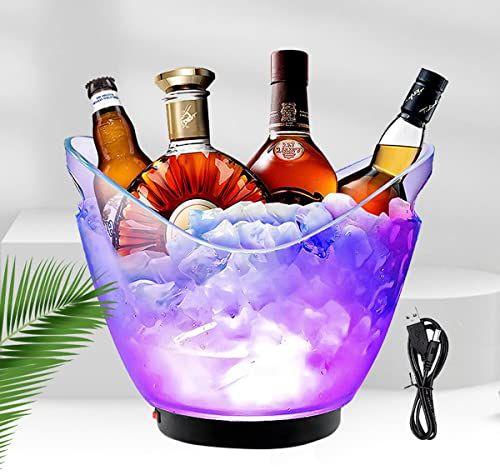 YYLDPFDC Seau à Glace LED de Grande capacité pour vin, 4 L Seau a Champagne Lumineux, Rafraîchisseur de Bouteille, Coloré, étanche, Rafraîchisseur de vin pour karaoké, fête, Maison