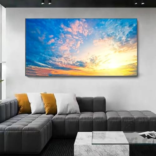 NXMYDBD Moderne einfache Sonnenwolken, natürliche Landschaft, dekoratives Gemälde, Wohnzimmer, Sofa, Hintergrund, Wandkunst, Bilder für Schlafzimmer, 70x140cm (28x55 Zoll), ungerahmt