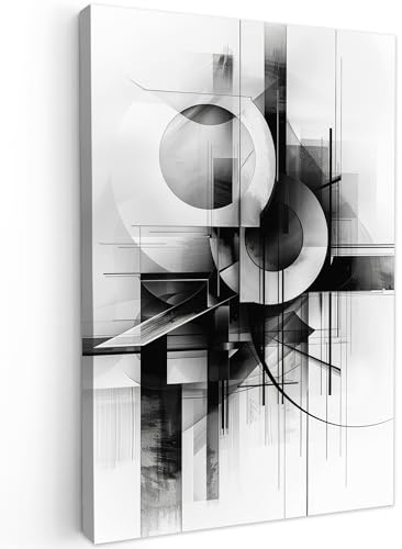MuchoWow© Bild auf Leinwand Groß XXL Schlafzimmer Bilder Badezimmer Wand | 80x120 cm - Deko Wohnzimmer Moderne Wanddeko Bilderwand Geschenk Abstrakt - Kunst - Modern - Schwarz und weiß
