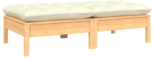 LAPOOH 2-sitsig trädgårdsoffa med krämkudde, trädgårdssoffa, balkongmöbler, trädgårdsmöbler, loungemöbler, balkong, soffa, utomhussoffa, massiv furu