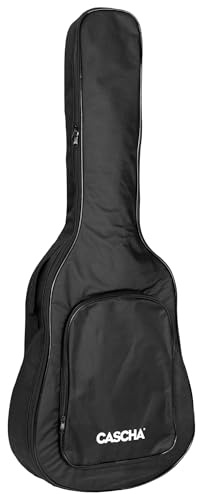 Cascha Gitarrentasche für Akustikgitarre - Standard Gigbag mit gepolstertem Innenfutter, wasserabweisendem Material und Schultergurten - Robuster Schutz für 4/4-Gitarren, schwarz
