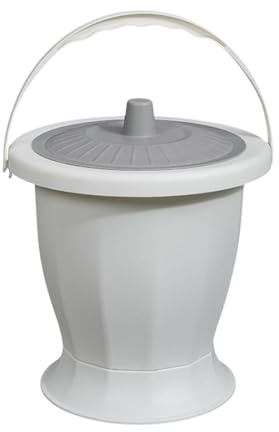 FashionCha Sputacchiera Camera Secchio Orinatoio Brocca Notte con Coperchio Vasino Orinatoio Bottiglia per Donne Uomini, Bianco con Anello