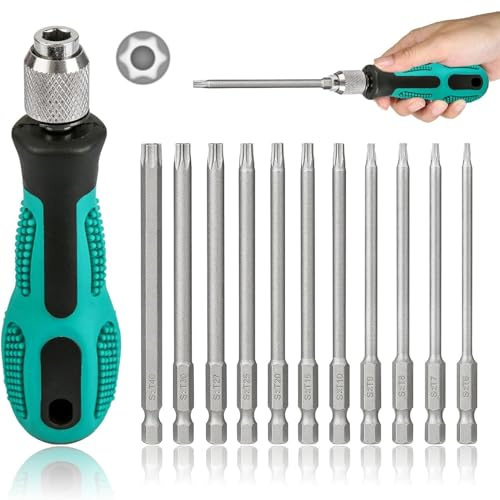 Set di 12 cacciaviti magnetici Torx, 100 mm, T6-T40, con manico esagonale T30 e manico, 1/4, utensili elettrici per avvitatore a batteria T20 T25