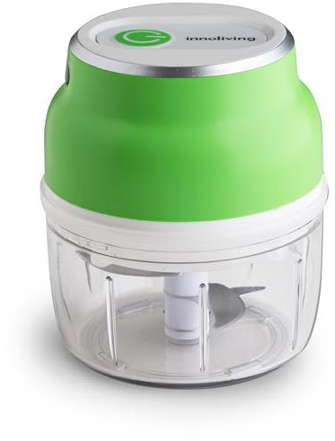 Innoliving Sminuzzatore Elettrico Senza Fili Ricaricabile, Tritatutto Salvaspazio, Lame in Acciaio Inox, Capacità 250ml, Potente e Compatto, Facile da Pulire, Ideale per Ortaggi (VERDE INN-695G)