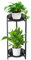 2 Niveaux Porte Plante Interieur Étagère Plante，Ronde en Métal à Pour Plantes，Support de Pot de Fleurs Pour Intérieur et D'extérieur Balcon, Salon, Jardin, Terrasse