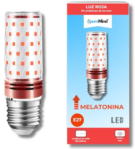 Puremind® Luce rossa E27 - luce rossa notturna - lampada luce melatonina - Lampadina per dormire - aiuta nella produzione di melatonina - bilancia il ritmo circadiano