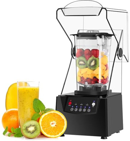 AXGCAA Frullatore Professionale per frullati, frullatore da banco Commerciale con Involucro insonorizzante Shield, frullatore Elettrico per frullati, Pulizia Automatica, spremiagrumi tritaghiaccio
