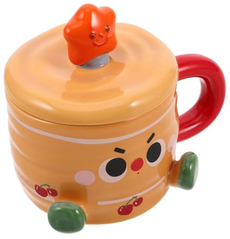 iplusmile Taza de Agua de Cerámica con Tapa Taza de Estética Linda para Té Desayuno Obsequio de Cumpleaños de Navidad para Mujeres Niñas