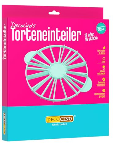 DECOCINO Tårtdelare – 12 eller 16 stycken, bestående av plast, för skärning av tårtor, kan användas på båda sidor, rund
