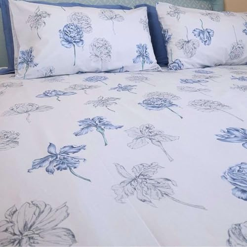 RICAMI FIORENTINI BALDI sacco copripiumino floreale con lenzuolo sotto con angoli e 2 federe, cotone 100%. Prodotto artigianale toscano. (LILIA, copritrapunta cm 270x270)