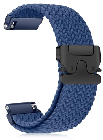 CiimWaa Vävda klockarmband 20 mm, 18 mm, 22 mm, flätat nylonarmband fallskärmsspänne, töjbara ersättningssportband kompatibla med Galaxy/Garmin/Amazfit/Huawei [20 mm blå]