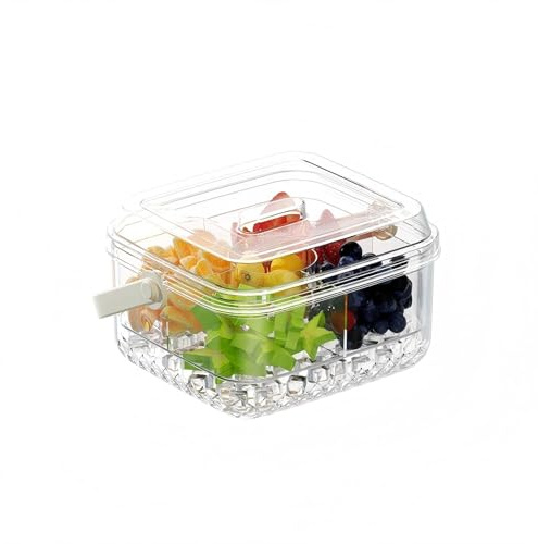 Plateau de service transparent avec couvercle, 4 compartiments, plateau de fête glacé pour fruits, légumes et apéritifs