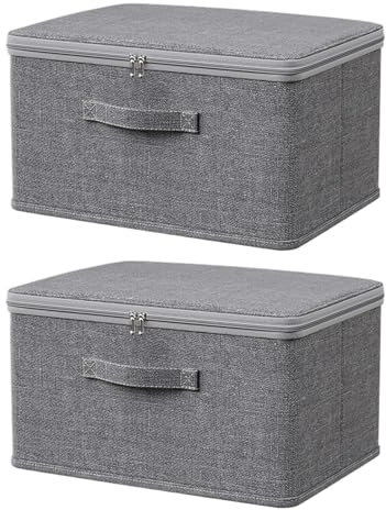 Lockable Box Set of 2 Under Bed Storage Bins with Lids Fabric Storage Containers Secure Boxes for Clothes Toys and Medication Storage