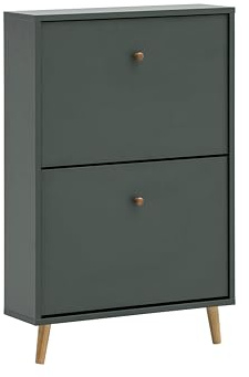 Schildmeyer Bjarne Schuhschrank 160171, waldgrün, 59,8 x 19,5 x 92,2 cm, platzsparend durch geringe Tiefe