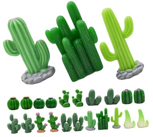 24 Pezzi Mini Statue di Cactus in Resina, 12 Stili, Decorazioni