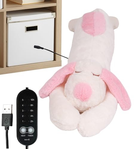 Stofftier Wärmekissen Für Erwachsene | gefüllte Tierhe Wärmbarer Hunde Plüsch Mit USB | Elektrisches Kuscheltier Mit Temperaturregelung & Automatischer Abschaltung | Für Schultern Nacken Rücken Bauch