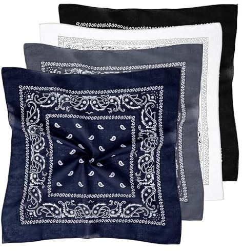 APLZGMG 4 Stück Multifunktional Bandana Kopftuch，Bandana Kopftuch Damen und Herren,Unisex Tuch Bindetuch,100% Baumwolle Nickituch für Kopf-, Hals-, Hand-, Taschen- oder Taillenanhänger (54 x 54 cm)