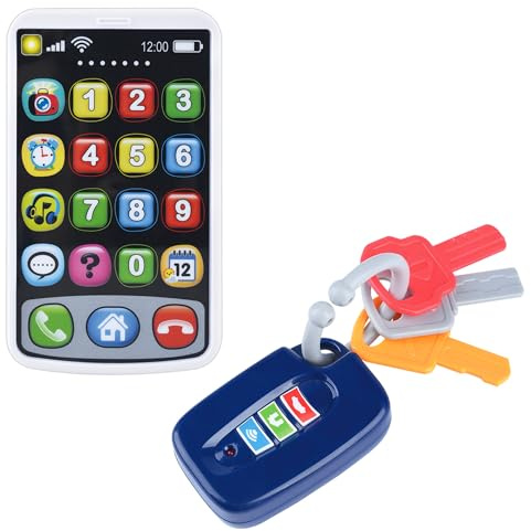 COLORBABY Play Set teléfono y Llaves dinámicas para bebé, Móvil dinámico, Aprendizaje Idiomas, Español, Inglés, Juego de Roles, Juguetes dinámicos, niños + 12 Meses (39603)