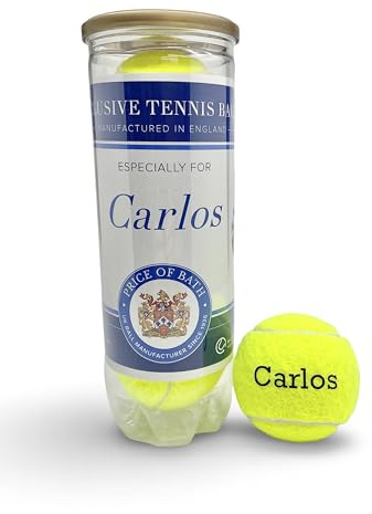 Price of Bath 3 Personalised Coloured Tennis Balls in a Custom Labelled Tube | Print Customised Text! | Choose from 10 Colours | Made in UK | Unique Gift Idea for your Tennis Lover | (Yellow)