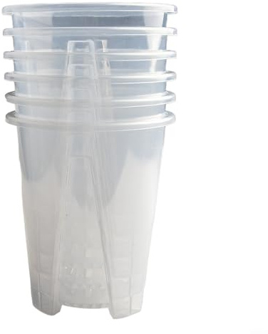 Fauhapyway Maceta de plástico transparente para orquídeas y suculentas, agujeros de drenaje transpirables y diseño grueso, para balcón, jardín y oficina (16 cm/6 piezas)