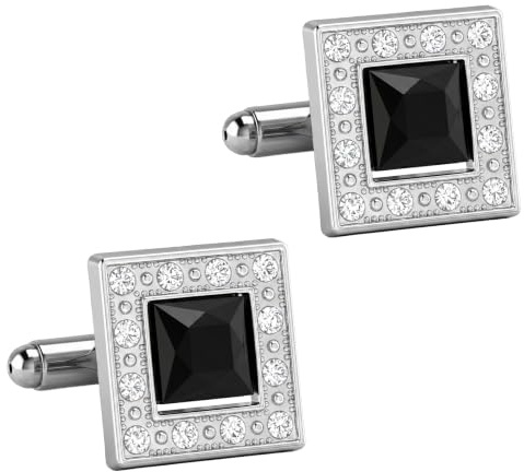 Ymapinc Square Cufflinks for Men - Black Crystal