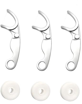 Soporte de hilo dental de acero inoxidable para toda la vida, reutilizable, portátil, herramienta de cuidado bucal para el cuidado bucal diario, uso doméstico y de viaje