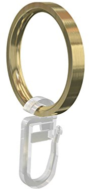 Flairdeco Gardinenringe / Ringe mit Faltenhaken, Metall, Messing-Optik, 33/27 mm, 24 Stück