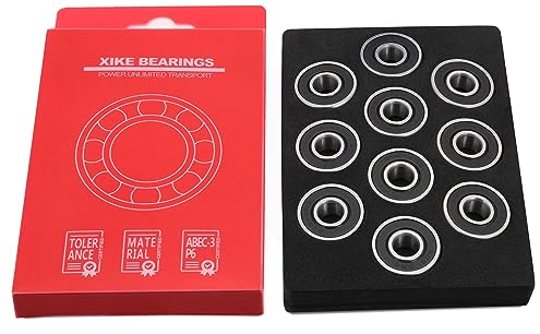 XIKE 608-2RS Sealed Ball Bearings 8x22x7mm, 608RS Deep Groove Ball Bearing with Double Rubber Seal and Chrome Steel, Pack of 10.