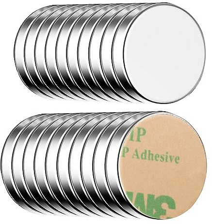 ECENCE Neodym Magnete 20 Stck. - runde Klebe-Magnete selbstklebend - 10x1,5mm - hochwertige NiCuNi-Beschichtung - Scheibenmagnete